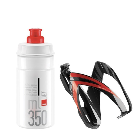 ELITE KIT CEO 水壺連水壺架套裝-白橙色水壺/黑白色水壺架 / ELITE KIT CEO BOTTLE CAGE-WHITE/ORANGE BOLLTE AND BLACK/WHITE BOLLTE CAGE